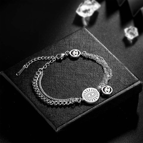 Bracciali da donna con maglie malocchio, gioielli in acciaio inossidabile