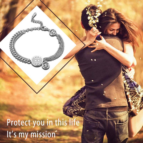 Bracciali da donna con maglie malocchio, gioielli in acciaio inossidabile