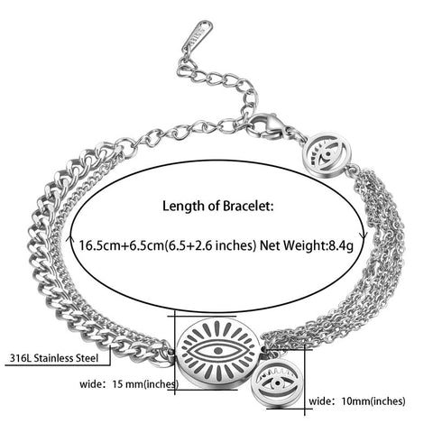 Bracciali da donna con maglie malocchio, gioielli in acciaio inossidabile