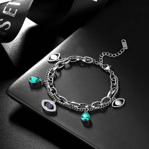 Bracciali da donna con maglie malocchio, gioielli in acciaio inossidabile