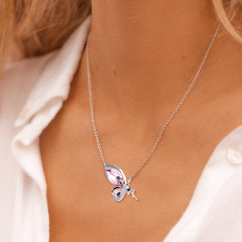 Women Fairy Butterfly Necklace Birthstone Pendant Jewelry Birthday Gifts 925 Sterling Silver