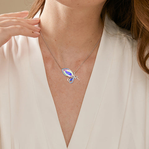 Women Fairy Butterfly Necklace Birthstone Pendant Jewelry Birthday Gifts 925 Sterling Silver