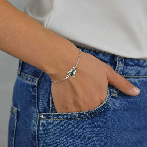Farfalla Birthstone May Smeraldo Bracciale Donna Ragazza Gioielli Regalo di compleanno Argento sterling 925