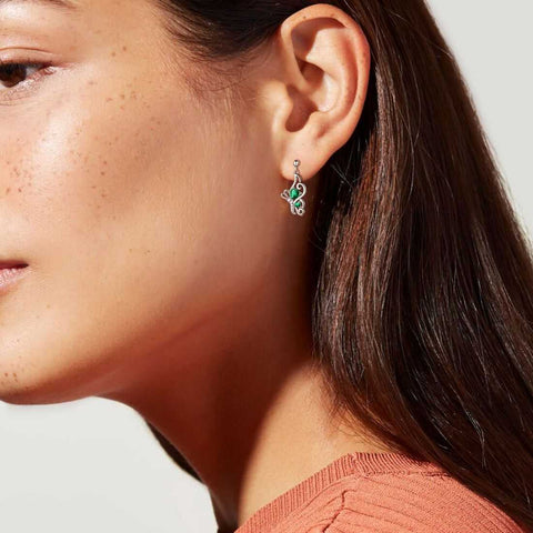 Farfalla Birthstone May Orecchini con smeraldo Donne Ragazze Gioielli Regalo di compleanno Argento sterling