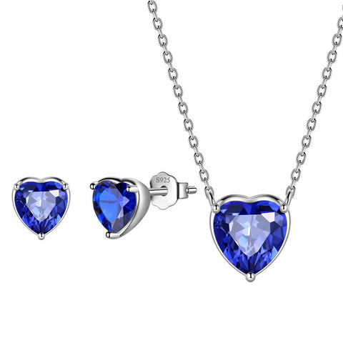 Conjuntos de joyas de corazones para mujer, 3 piezas, joyería con piedra natal para niñas, regalo de cumpleaños, plata de ley