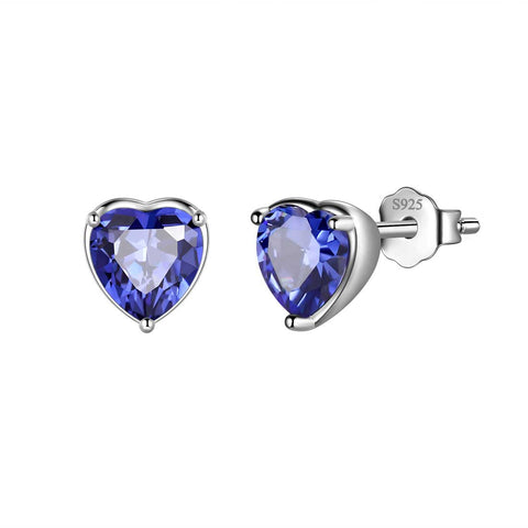 Damen-Herz-Ohrstecker, Geburtsstein, Mädchen-Schmuck, Geburtstagsgeschenk, 925er-Sterlingsilber