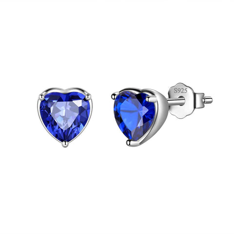 Damen-Herz-Ohrstecker, Geburtsstein, Mädchen-Schmuck, Geburtstagsgeschenk, 925er-Sterlingsilber