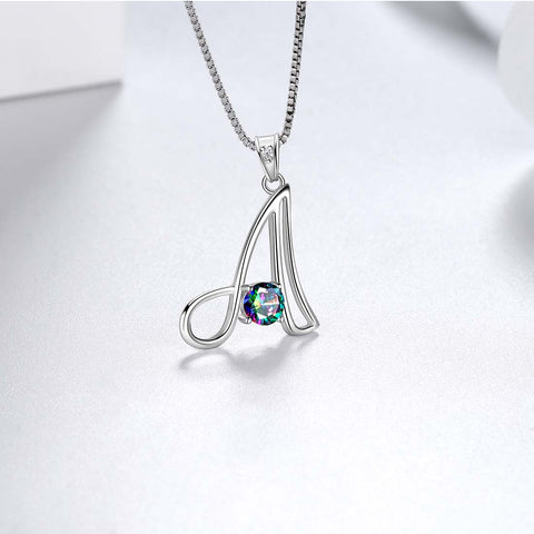Halskette mit Initialen-A-Buchstabe-Anhänger für Damen, Mädchenname, Schmuck, Geschenk, 925er Sterlingsilber