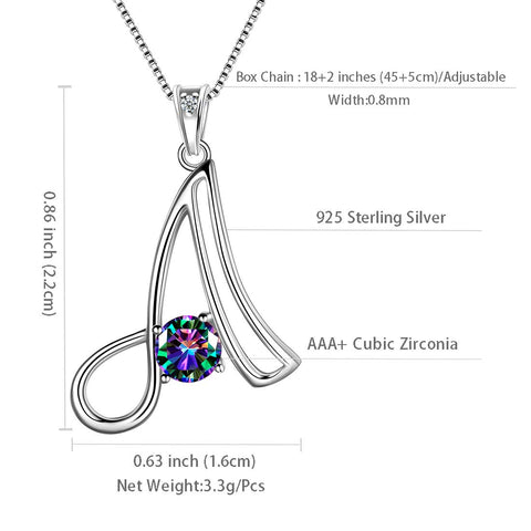 Halskette mit Initialen-A-Buchstabe-Anhänger für Damen, Mädchenname, Schmuck, Geschenk, 925er Sterlingsilber