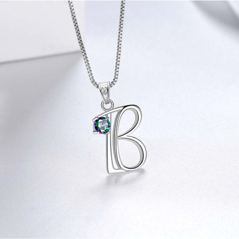 Women Initial B Letter Pendant Necklace Girl Name Jewelry Gift 925 Sterling Silver