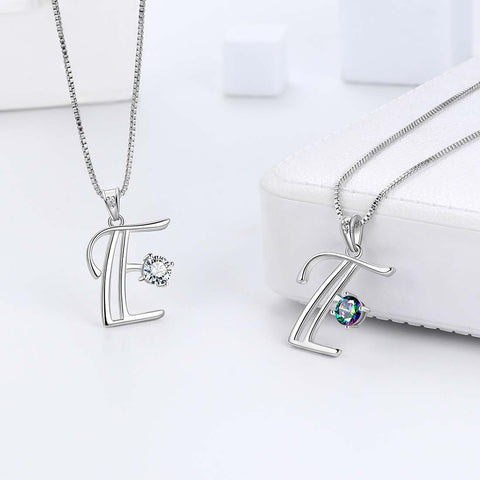 Halskette mit Initialen-E-Buchstaben-Anhänger für Damen, Mädchenname, Schmuck, Geschenk, 925er Sterlingsilber