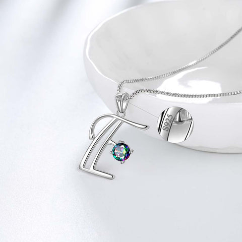 Halskette mit Initialen-E-Buchstaben-Anhänger für Damen, Mädchenname, Schmuck, Geschenk, 925er Sterlingsilber