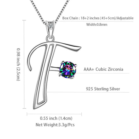 Halskette mit Initialen-F-Buchstaben-Anhänger für Damen, Mädchenname, Schmuck, Geschenk, 925er Sterlingsilber