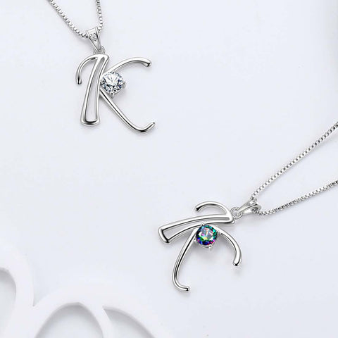 Women Initial K Letter Pendant Necklace Girl Name Jewelry Gift 925 Sterling Silver