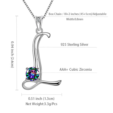 Halskette mit Initialen-L-Buchstaben-Anhänger für Damen, Mädchenname, Schmuck, Geschenk, 925er Sterlingsilber