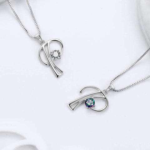 Collier avec pendentif lettre P initiale pour femme, bijoux avec nom de fille, cadeau en argent sterling 925