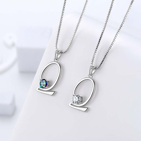 Collier avec pendentif lettre Q initiale pour femme, bijoux avec nom de fille, cadeau en argent sterling 925