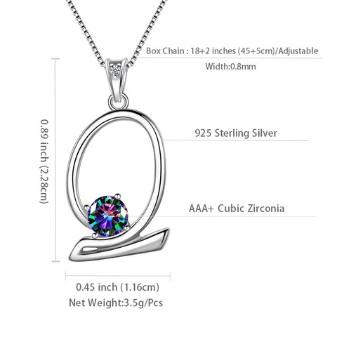 Collier avec pendentif lettre Q initiale pour femme, bijoux avec nom de fille, cadeau en argent sterling 925