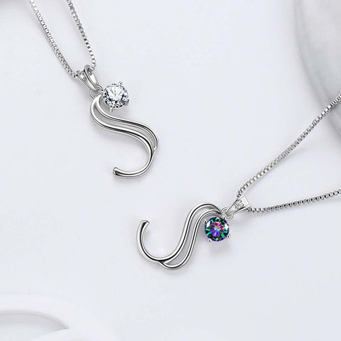 Collier pendentif lettre S initiale pour femme, bijoux avec nom de fille, cadeau en argent Sterling 925