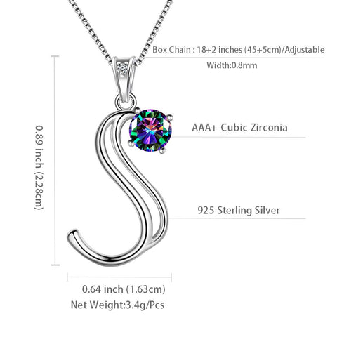 Collier pendentif lettre S initiale pour femme, bijoux avec nom de fille, cadeau en argent Sterling 925