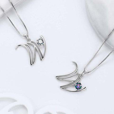 Collana con ciondolo con lettera iniziale W da donna, nome ragazza, regalo di gioielli in argento sterling 925