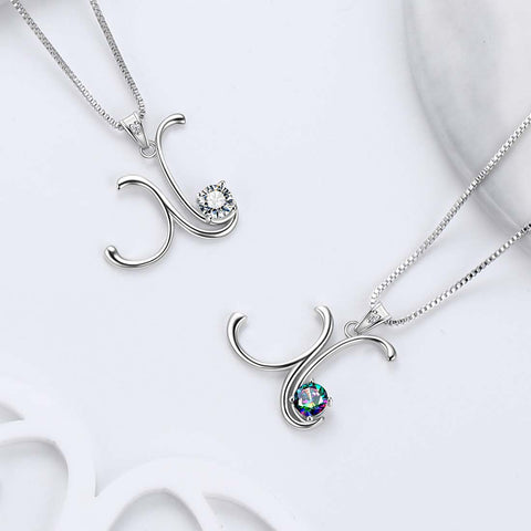 Collier pendentif lettre X initiale pour femme, bijoux avec nom de fille, cadeau en argent sterling 925