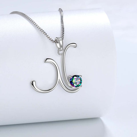 Collier pendentif lettre X initiale pour femme, bijoux avec nom de fille, cadeau en argent sterling 925