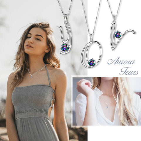 Collana con ciondolo con lettera iniziale V da donna, nome ragazza, regalo di gioielli in argento sterling 925