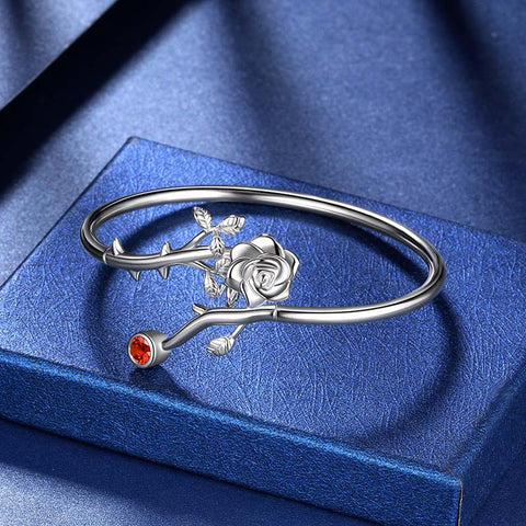 Gothic Vintage Rose Bracelets Jewelry Women Girls 3D Rose Flower Cuff Bangle Bracelet Romantic Birthday Valentine's Day Gifts