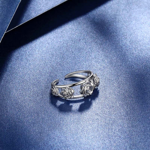 Anello da donna con rosa per ragazze, anello aperto con fiori di rosa 3D, gioielli, regali di San Valentino