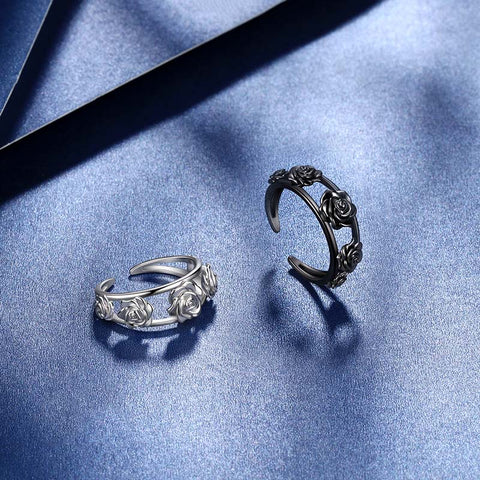 Anello da donna con rosa per ragazze, anello aperto con fiori di rosa 3D, gioielli, regali di San Valentino