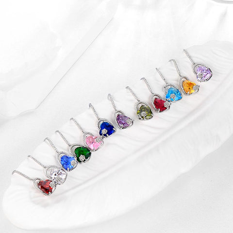 Orecchini pendenti con gancio in argento sterling da donna, a forma di cuore, con pietra portafortuna, in cristallo e rosa, per ragazze, regalo di compleanno, San Valentino e Natale