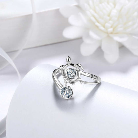 Bague en diamant avec pierre de naissance tortue d'avril pour femmes et filles, bijoux cadeau d'anniversaire en argent sterling