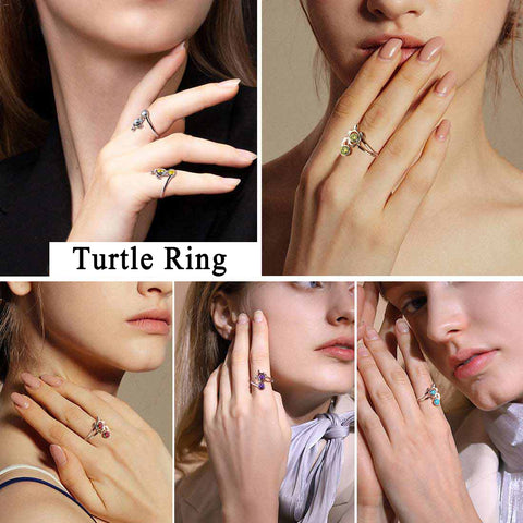 Bague tortue avec pierre de naissance de mars, aigue-marine, bijoux pour femmes et filles, cadeau d'anniversaire en argent sterling
