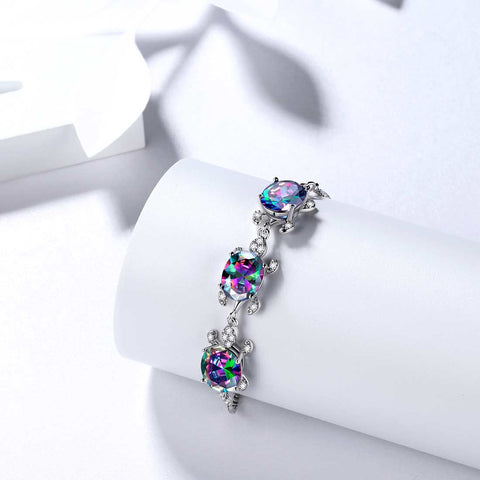 Pulseras de tortuga para mujer, joyería con piedra natal para niñas, regalo de cumpleaños, plata de ley