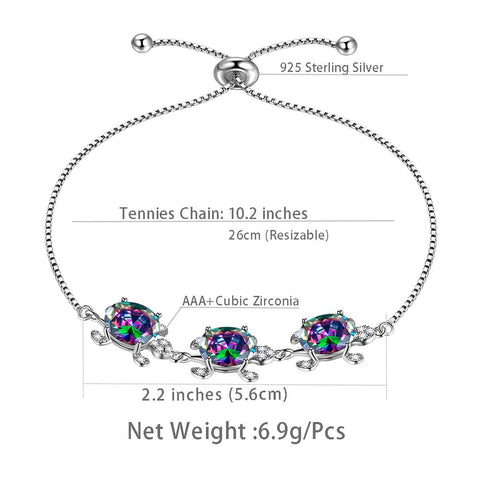 Pulseras de tortuga para mujer, joyería con piedra natal para niñas, regalo de cumpleaños, plata de ley