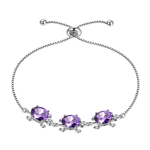 Pulseras de tortuga para mujer, joyería con piedra natal para niñas, regalo de cumpleaños, plata de ley