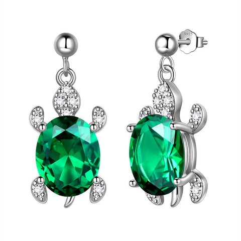 Orecchini pendenti con tartaruga da donna, pietre portafortuna, gioielli per ragazze, regalo di compleanno, argento sterling