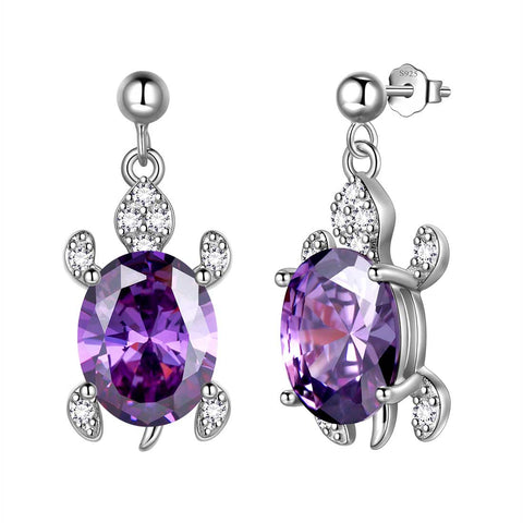Orecchini pendenti con tartaruga da donna, pietre portafortuna, gioielli per ragazze, regalo di compleanno, argento sterling