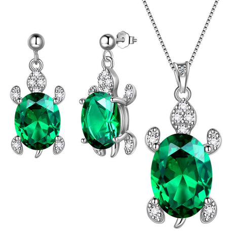 Ensemble de bijoux tortue pour femmes, 3 pièces, pierre de naissance, cadeau d'anniversaire pour filles, en argent sterling