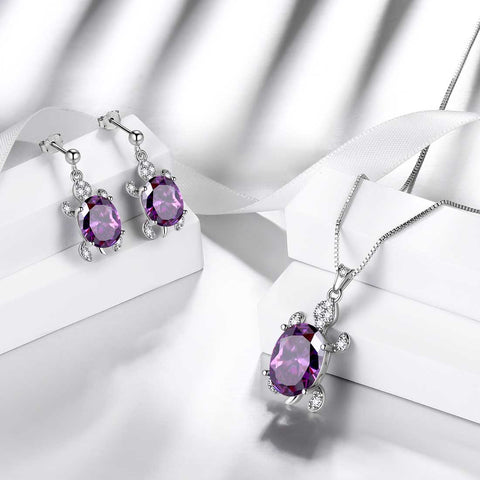 Ensemble de bijoux tortue pour femmes, 3 pièces, pierre de naissance, cadeau d'anniversaire pour filles, en argent sterling