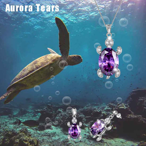 Ensemble de bijoux tortue pour femmes, 3 pièces, pierre de naissance, cadeau d'anniversaire pour filles, en argent sterling