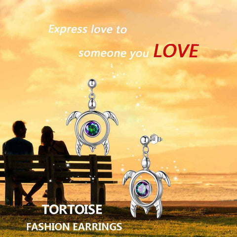 Orecchini pendenti con topazio mistico arcobaleno e tartaruga, gioielli da donna, regalo, argento sterling