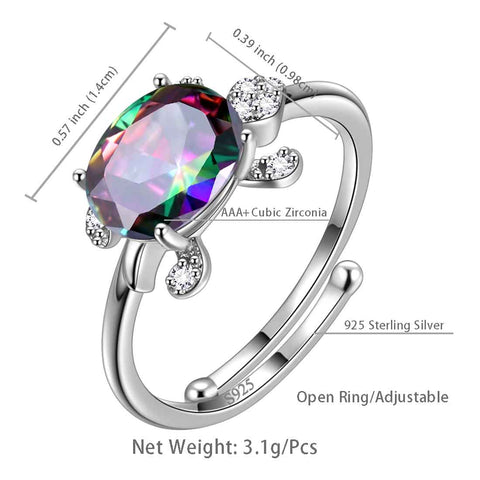 Bagues tortue pour femmes, pierre de naissance, bijoux pour filles, cadeau d'anniversaire, argent sterling