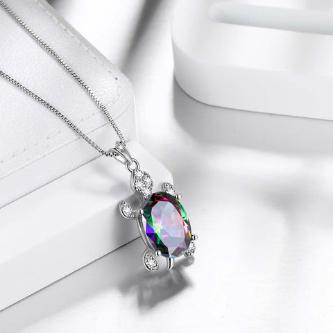 Collares con colgante de tortuga para mujer, joyería con piedra natal para niñas, regalo de cumpleaños, plata de ley
