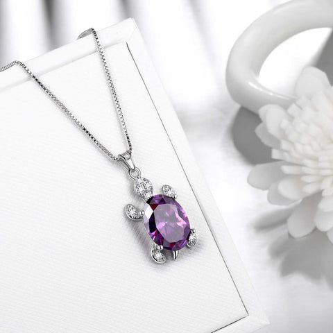 Collares con colgante de tortuga para mujer, joyería con piedra natal para niñas, regalo de cumpleaños, plata de ley