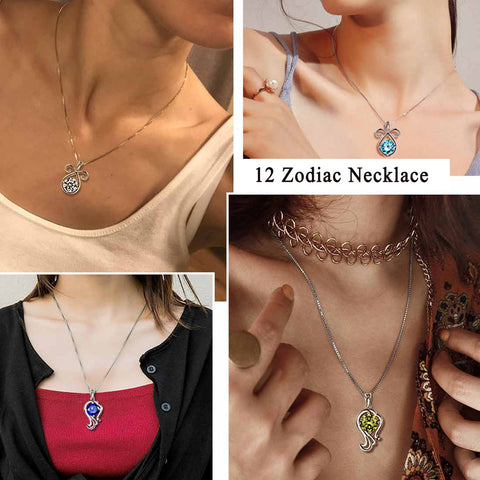 Aries Zodiac Necklace April Birthstone Pendant Women Girls Jewelry Birthday Gift Women Girls Jewelry Birthday Gift