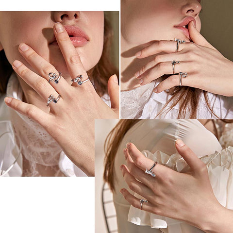 Anillo del zodiaco Joyería de topacio místico Mujeres 12 Anillo de signo del horóscopo Plata de ley 925