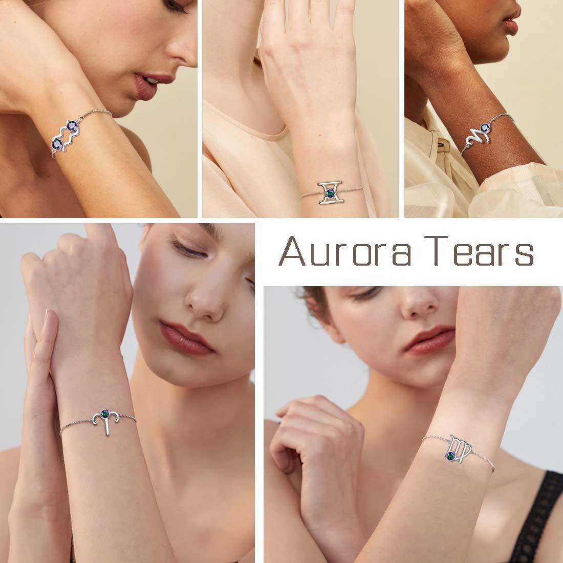 Virgo Bracelet Sterling Silver Mystic Rainbow Topaz - Bracelet - Aurora Tears Jewelry