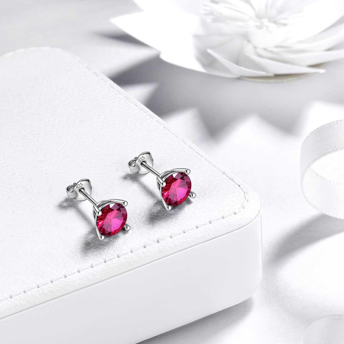 12 Birthstone Women Stud Earrings Sterling Silver - Earrings - Aurora Tears Jewelry